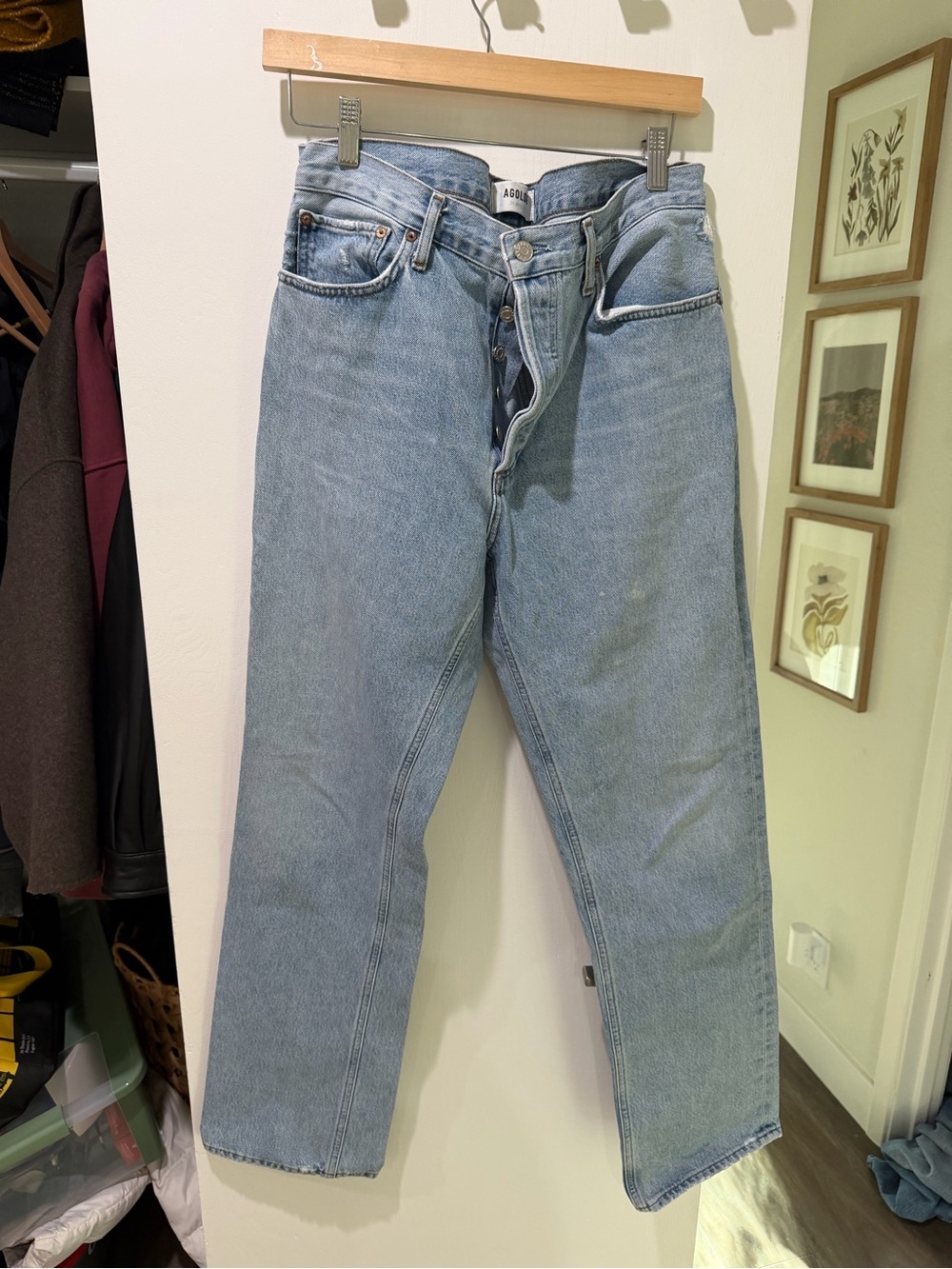 Agolde Light Blue High-Rise Straight Jeans Lana Jean